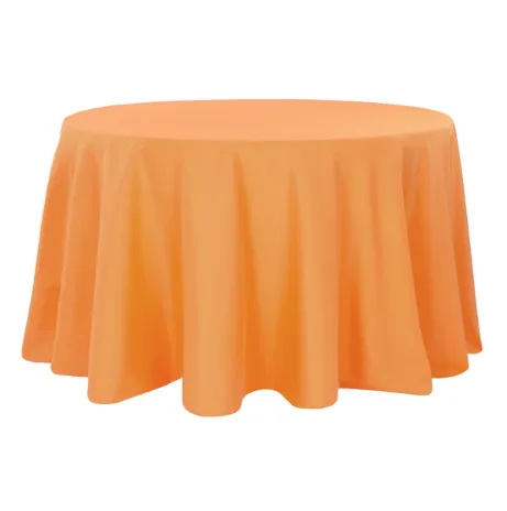 120" Round Orange Polyester Tablecloth