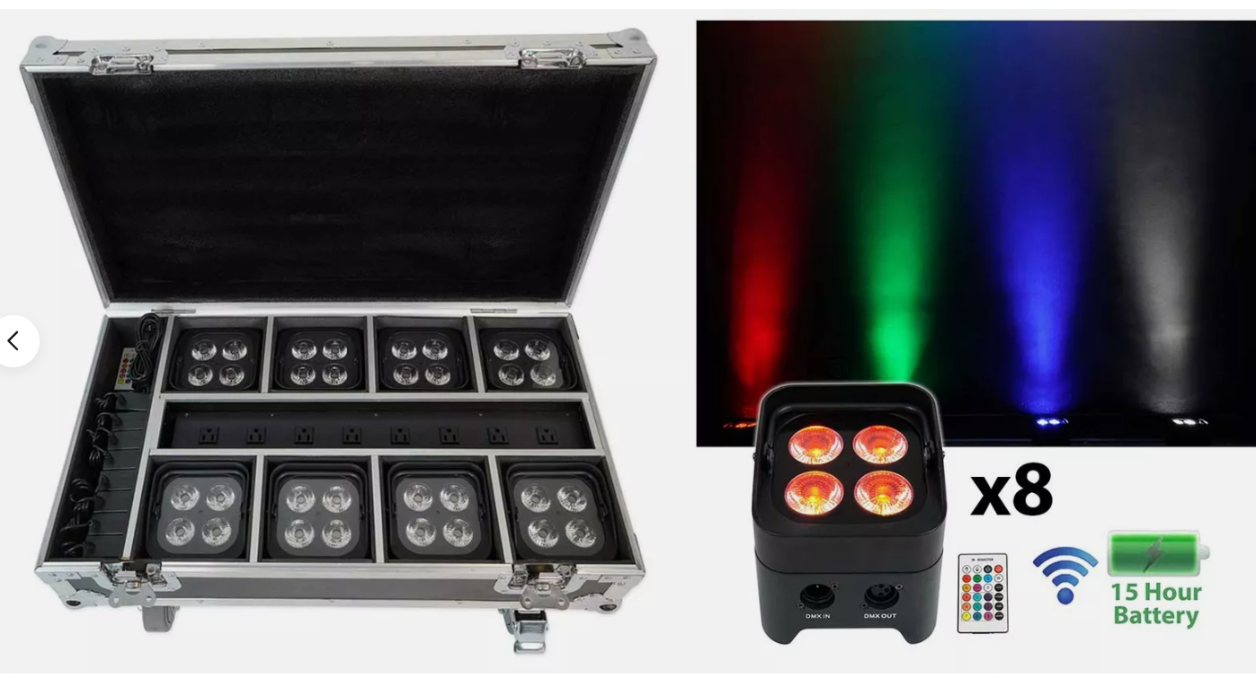 Set of 8 Wireless Up-Lights W/ Charging Case