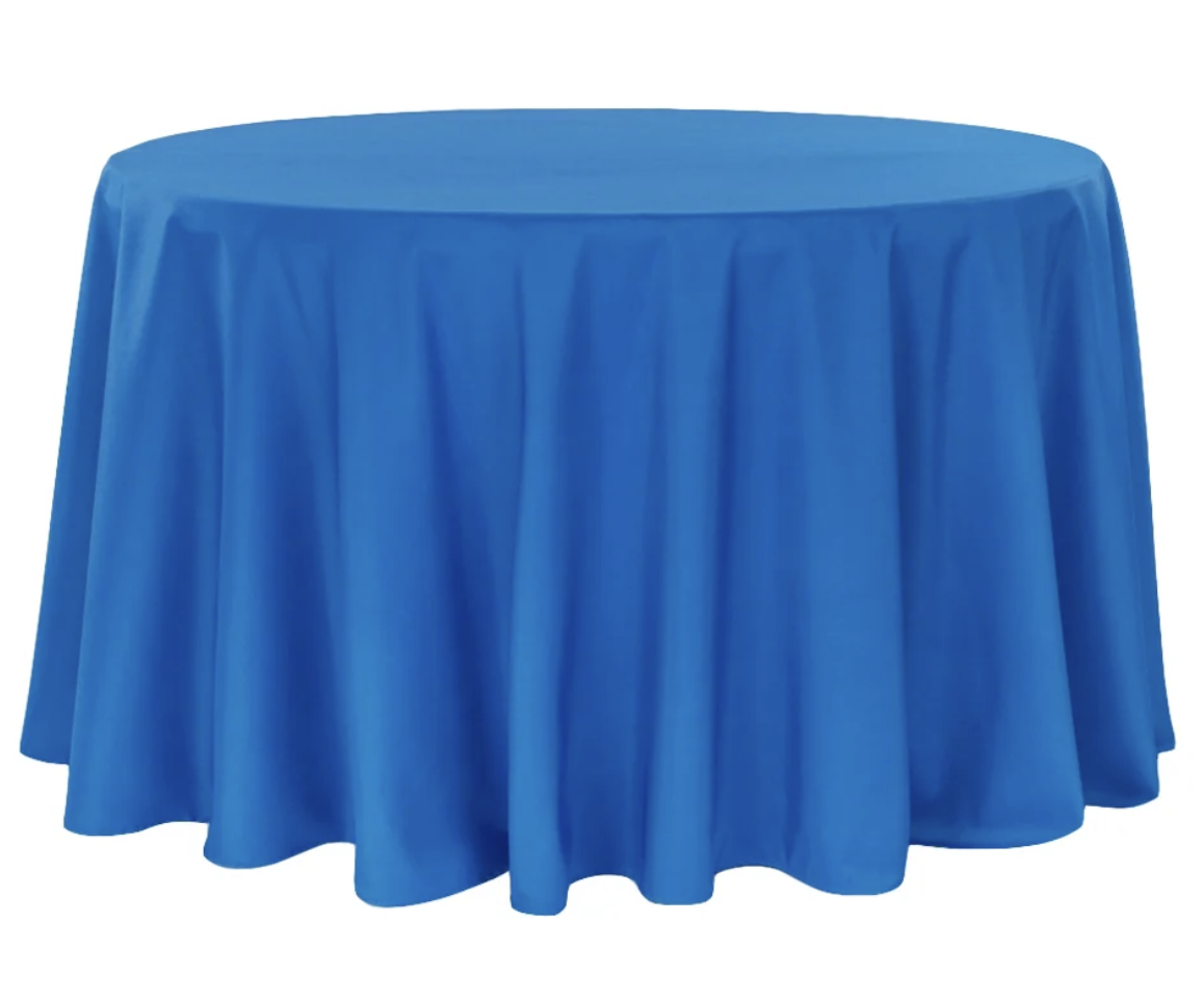 132 Inch Royal Blue Round Polyester Linen