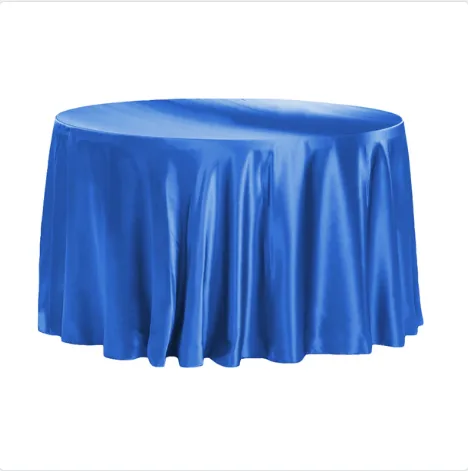 120" Round Royal Blue Satin Tablecloth